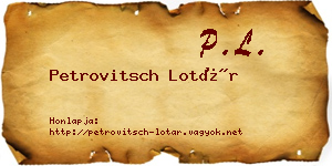 Petrovitsch Lotár névjegykártya
